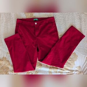 United Colors Of Benetton Straight Corduroy 🍒 Red Straight-Leg Pants Sz 4